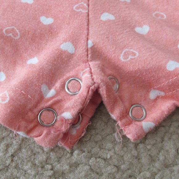 Picapino Romper Girls Size 6-9M Pink Coral White Short Sleeve Heart Keyhole Back - Picture 4 of 8